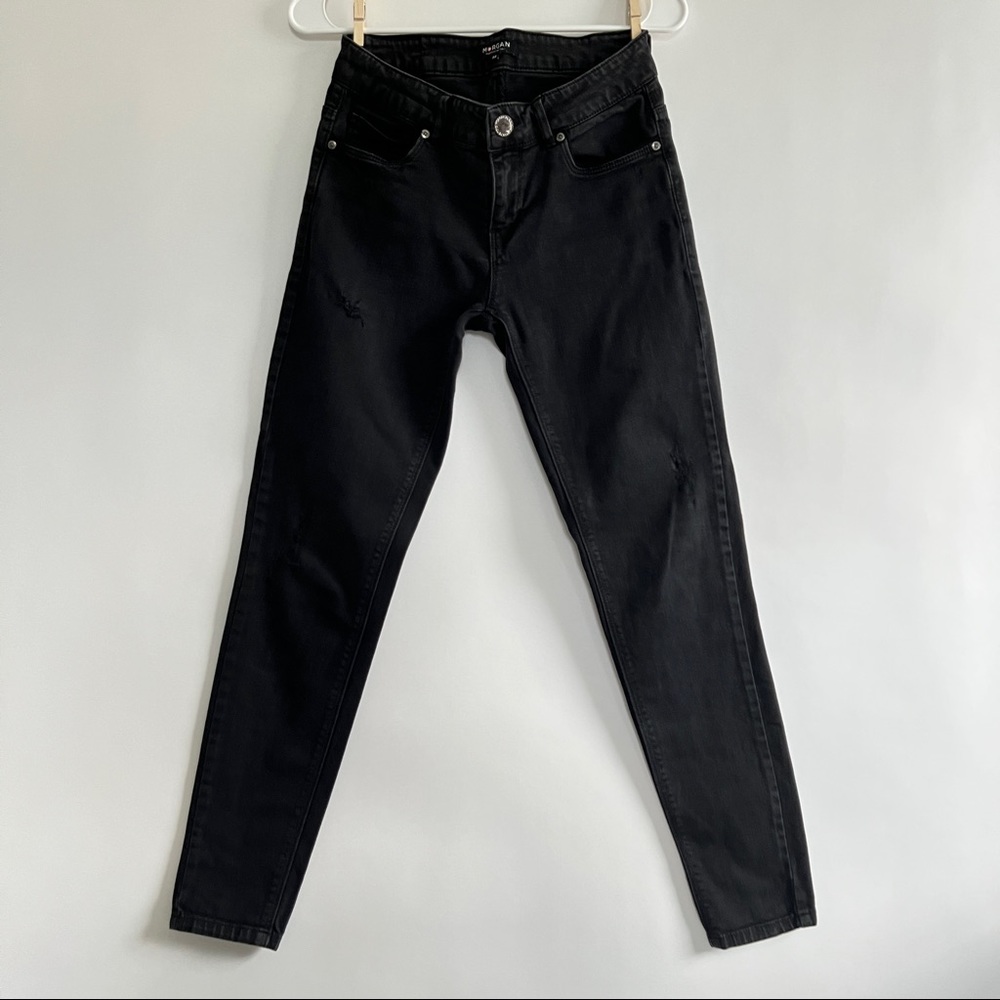 Washed Black Skinny Leg Jeans Y2K